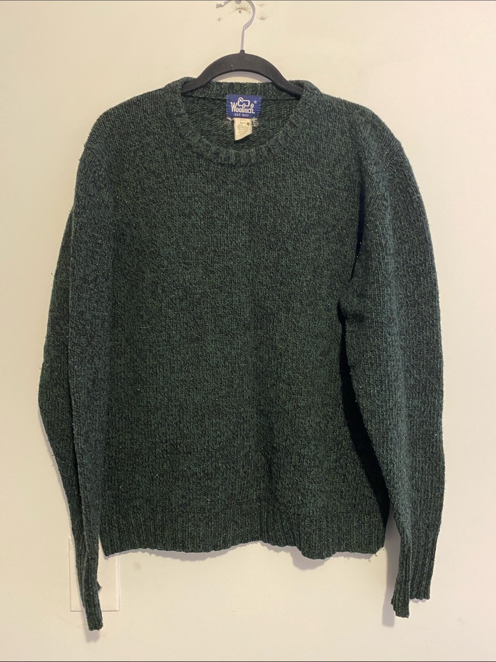 Woolrich Men's Forest Green Crewneck Wool Blend Sweater